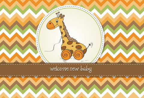 Baby Shower Backdrop Card With Giraffe Toy for Photography D260
