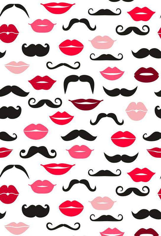 Valentines Day Decorations Red Lips Mustache Backdrop for Pictures F-2915