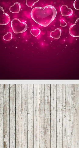 Valentine's Day Love Heart Wood Floor Backdrop for Photo Booth F-2947