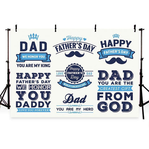 Father's Day Backdrop White And Blue Backdrop G-412