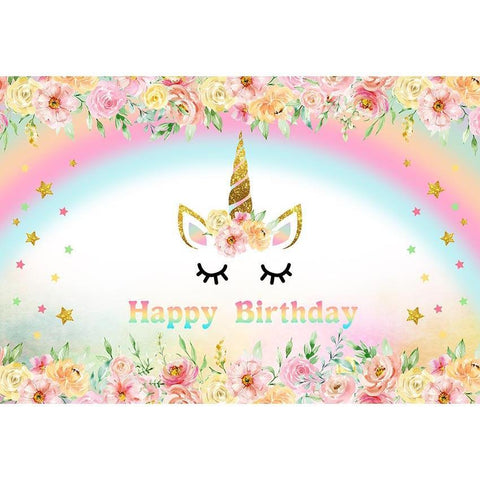 Birthday Party Backdrops Flowers Backdrop Rainbow Background G-638