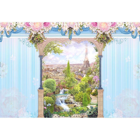 Window Curtains Paris Scenery Backdrop for Photography G-663