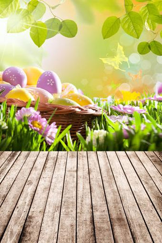 Easter Eggs Flowers Decorations Backdrop for Photography GE-050