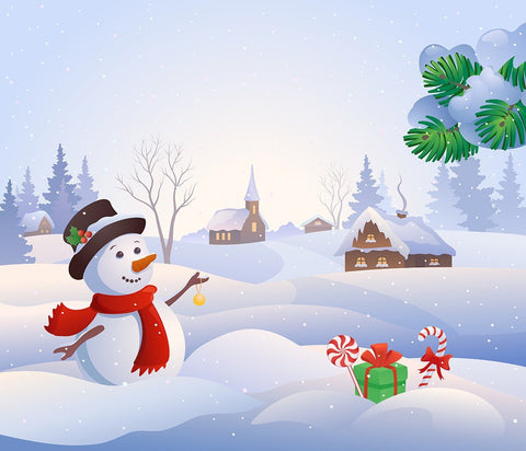 Winter Backdrops Snowy Backdrop Snowman Background HJ02704