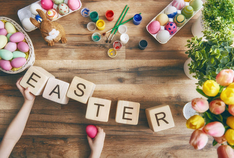 Easter Eggs Spring Flowers Decoration Photography Backdrops  HJ02928