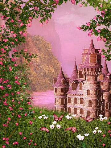 Beautiful Castle Spring Flowers  Photography Backdrop MR-2119