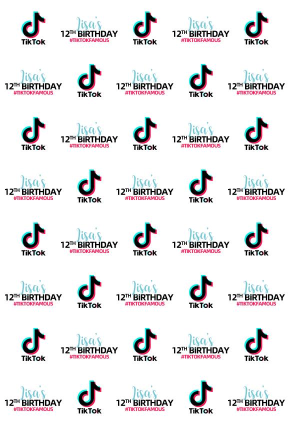Repetido Personalizado Tik Tok Logotipo Feliz Cumpleaños Fondo para Fotografía TT011