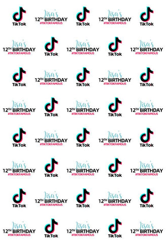 Repetido Personalizado Tik Tok Logotipo Feliz Cumpleaños Fondo para Fotografía TT011