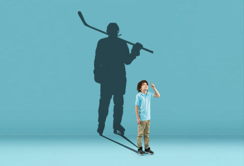 Hockey Player Shadows Backdrop Blue Backdrop