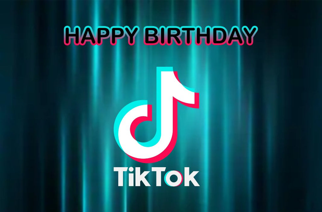 Tik Tok Logo Telón de Fondo Olas Azules Fondo para Fotografía TT017