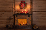 Chimenea de Navidad Cálida luz de las velas Abeto Guirnalda Telón de fondo M11-76
