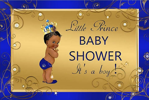 Baby Shower Pequeño Príncipe Telón de Fondo Dorado BA02