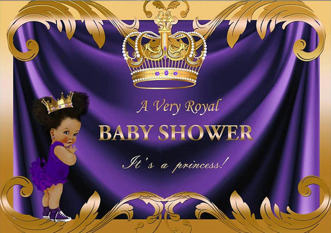 Baby Shower Telón de Fondo Púrpura para Niña BA11