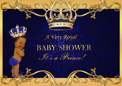 Baby Shower Telón de Fondo Real Azul de Bebé Niño Corona de Diamantes BA41