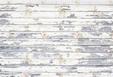 Chic Weathered Wood Texture With Flowers Backdrop