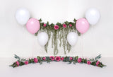Flowers Balloons Backdrop for Birthday Baby Shower