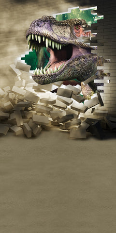  Dinosaur Brick Into Brick Wall Photo Booth Backdrop CM-S-788-E