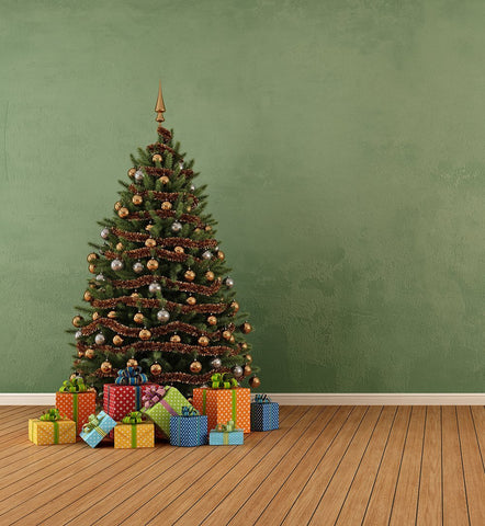 Christmas Tree Gift Green Wall Backdrops for Photo Studio DBD-19249