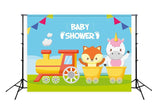 Unicorn Fox Train Baby Shower Photo Backdrop D321