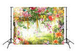 Abstract Flowers Watercolor Painting Photo Backdrop D328
