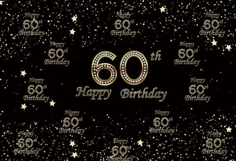 Happy 60th Birthday Photo Backdrop for Party Decoration D356