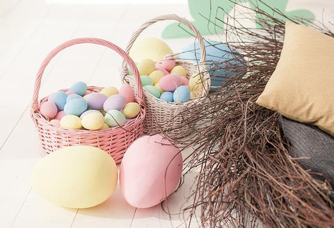 Easter  Eggs Rustic Wooden Basket Backdrop for Photography D475