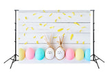 Colorful Easter  Eggs White Wood Wall Backdrop for Photography D501