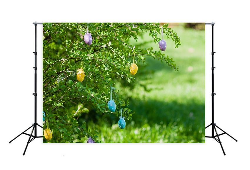 Easter Eggs Green Leaves Photography Backdrop SH565