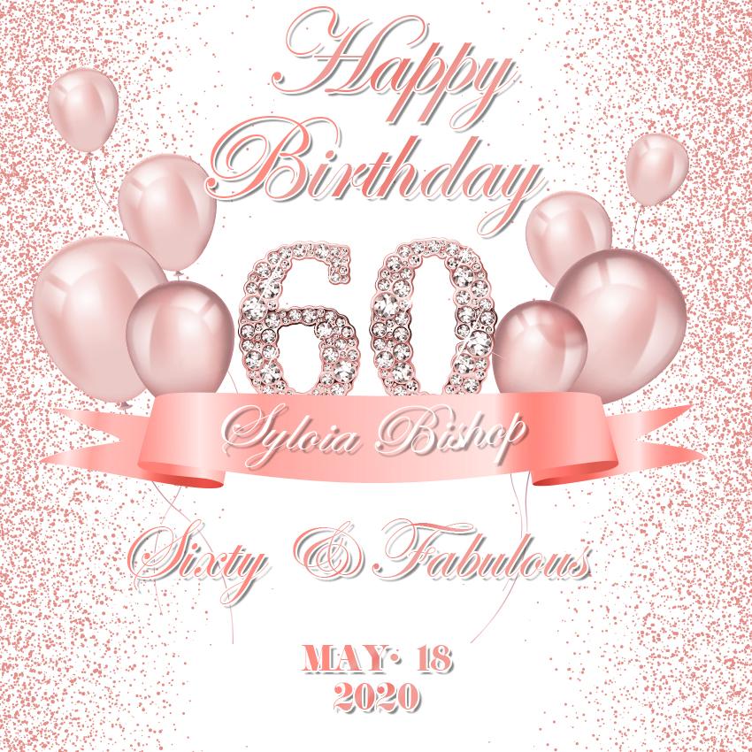 Custom Pink 60th Happy Birthday Banner Photography Backdrop D602