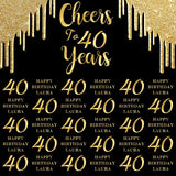 Gold Black 4oth Happy Birthday Banner Photography Backdrop D605