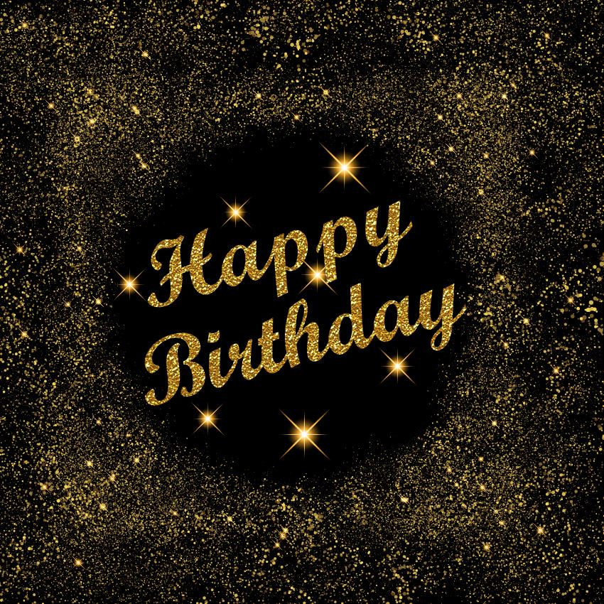 Happy Birthday Banner Gold Sparkle Photography Backdrop D606