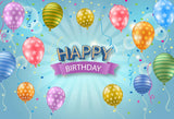 Happy Birthday Colorful Baloons Custom  Photo Booth Backdrop D615