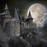 Castillo-de-medianoche-de-Halloween-a-la-luz-de-la-luna-telón-de-fondo-D912