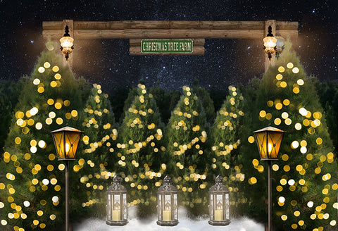 Bokeh Lights Christmas Tree Decoration Backdrop