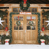 Fondo de fotografía de casa de madera de Navidad D953
