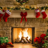 Navidad chimenea calcetines regalo telón de fondo D954