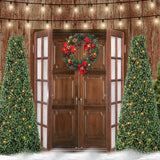 Árbol de Navidad alrededor de la puerta Fondo D970
