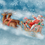 Papá Noel en carro de alces Telón de fondo navideño D982