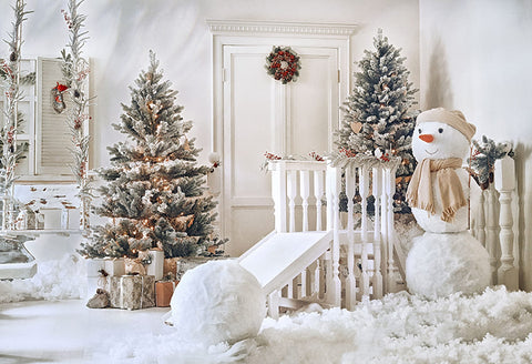 Árbol de Navidad Muñeco de nieve Photo Studio Telón de fondo D986