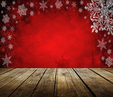 Snowflake Wood Floor Red Backdrop for Photography DBD-19380