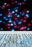Blue Red Stars Wood Floor Photography Backdrops for Studio  F-123