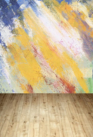 Abstract Texture Colorful Watercolor Wall Wood Floor Backdrop  F-136