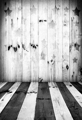 Telón de Fondo Blanco y Negro de Madera con Estrellas de Fotográfico F-143