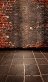 Damaged Red Brick Wall with Floor Backdrop for Photography F-1579