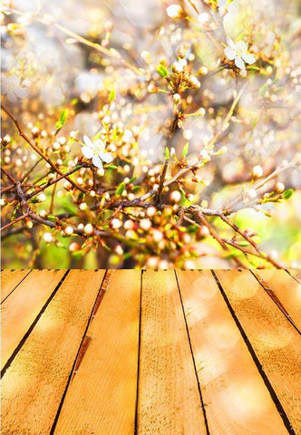 Spring Flower Bud Wood Floor Photo Studio Backdrop F-2336