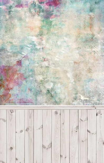 Abstract Floral Wood Floor Photo Booth Backdrop F-2900