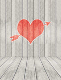 Wood Texture Red Heart Photo Studio Backdrop F-2925