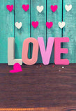 Vintage Wood Texture Love Heart Backdrop for Pictures F-2973