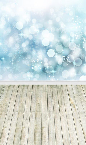 Bokeh Snowflake Sunshine Wood Floor Backdrop for Photography F-3007