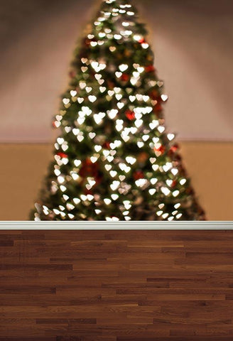 Glitter Christmas Tree Wood Photography Backdrop  G-025